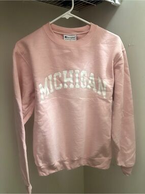 Champion Pink Michigan Crewneck Sweatshirt